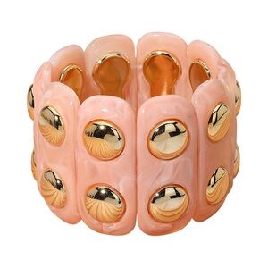 Chunky Wide Marbled Resin Dome Stretch Bracelet